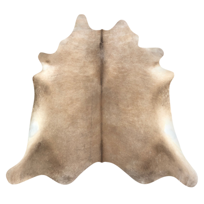 Natural Brazilian cowhide rug in Caramel & Ivory with Exotic markings, 206 x 234 cm