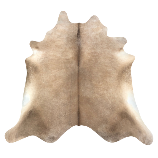 Natural Brazilian cowhide rug in Caramel & Ivory with Exotic markings, 206 x 234 cm