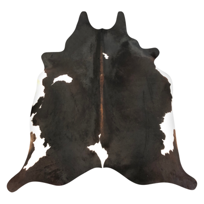 Natural Brazilian cowhide rug in Espresso, Ivory & Mocha with Exotic markings, 208 x 223 cm