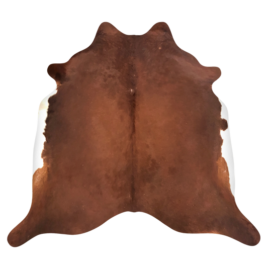 Natural Brazilian cowhide rug in Mocha & Ivory with Exotic markings, 225 x 236 cm