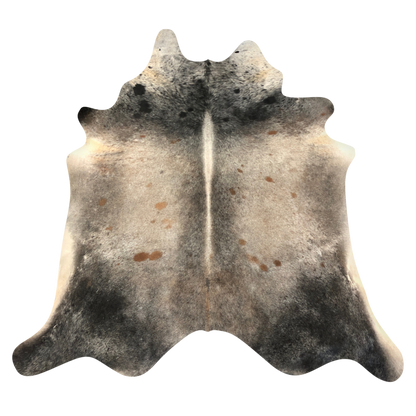 Natural Brazilian cowhide rug in Espresso, Beige & Mocha with Exotic markings, 210 x 226 cm