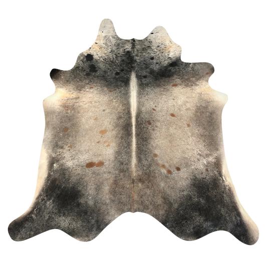 Natural Brazilian cowhide rug in Espresso, Beige & Mocha with Exotic markings, 210 x 226 cm