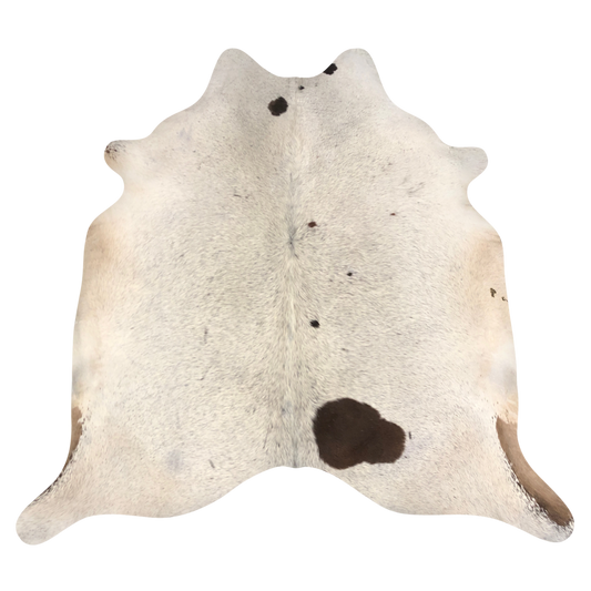 Natural Brazilian cowhide rug in Ivory, Taupe & Chocolate with Exotic markings, 204 x 230 cm