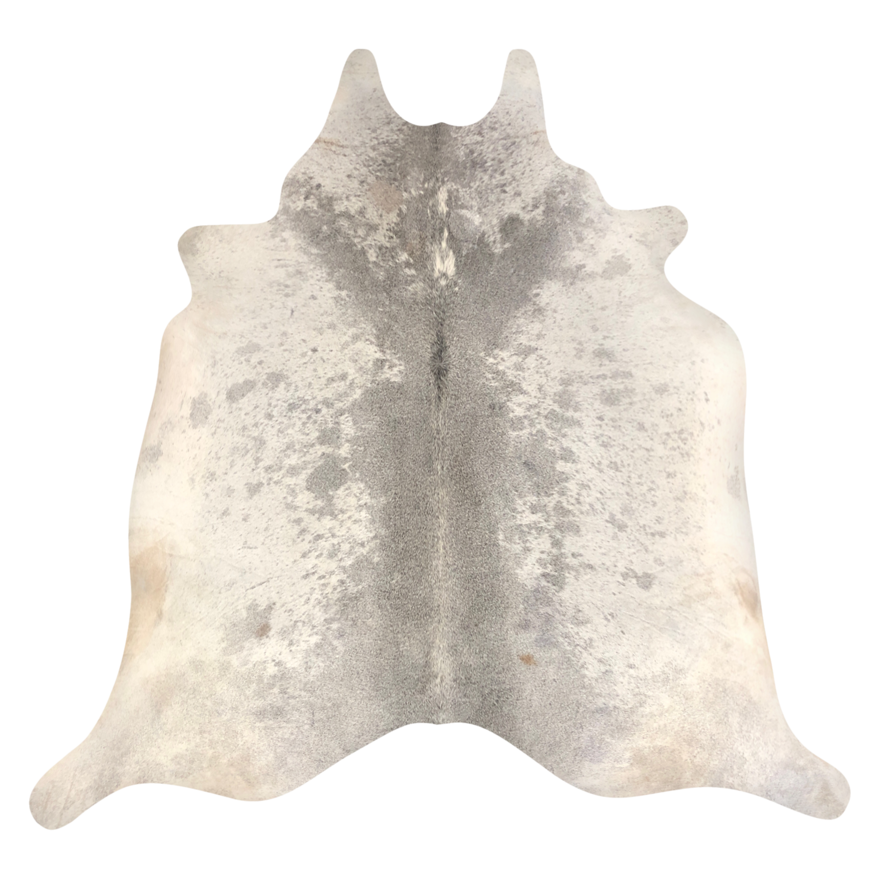 Natural Brazilian cowhide rug in Taupe & Ivory with Exotic markings, 218 x 228 cm