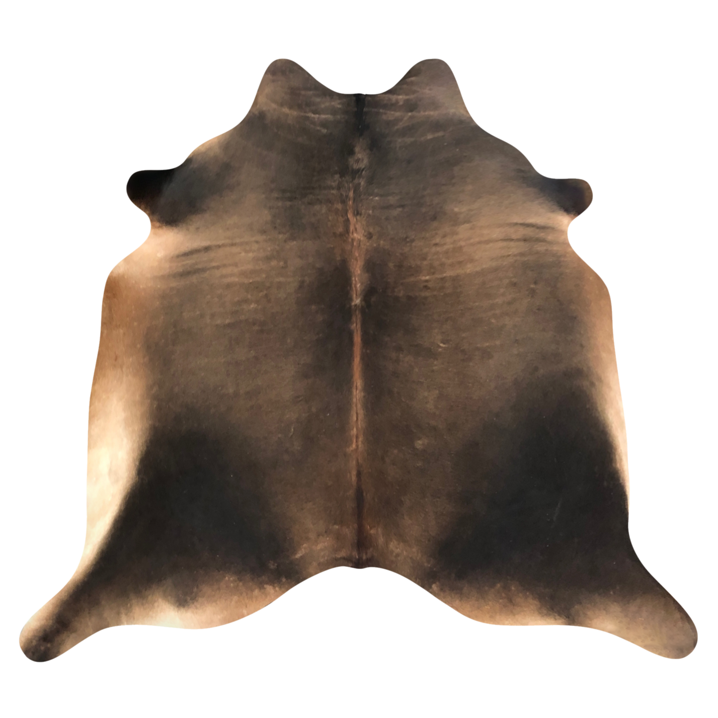 Natural Brazilian cowhide rug in Caramel & Espresso with Exotic markings, 235 x 246 cm