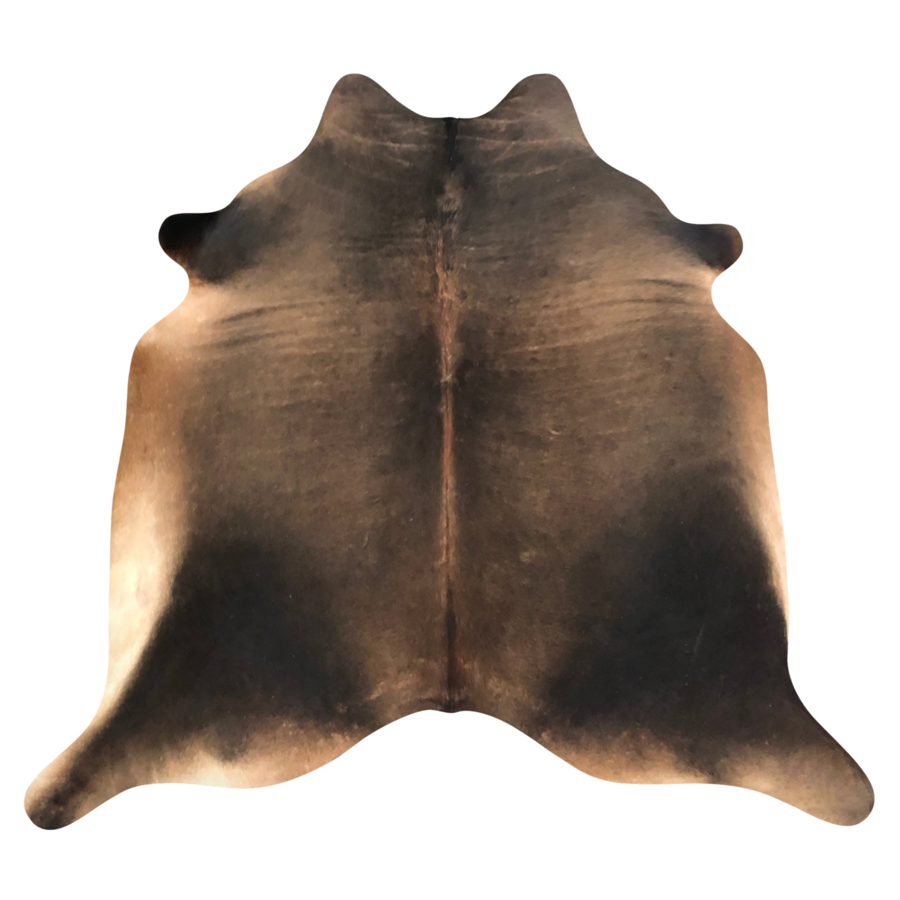 Natural Brazilian cowhide rug in Caramel & Espresso with Exotic markings, 235 x 246 cm