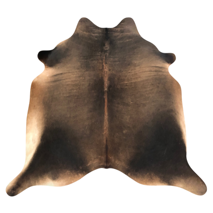 Natural Brazilian cowhide rug in Caramel & Espresso with Exotic markings, 235 x 246 cm