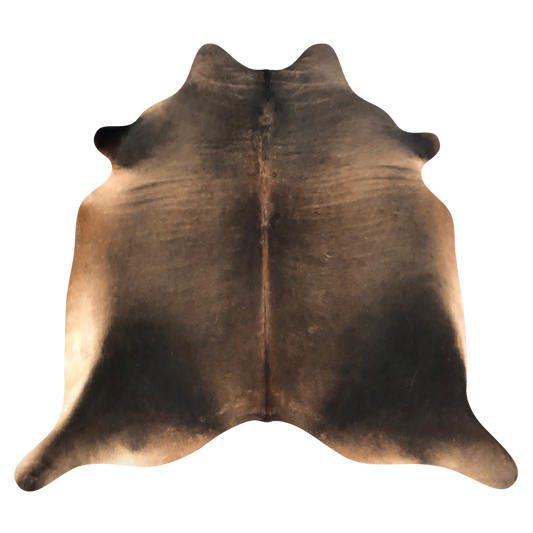 Natural Brazilian cowhide rug in Caramel & Espresso with Exotic markings, 235 x 246 cm
