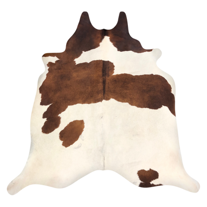 Natural Brazilian cowhide rug in Ivory & Mocha with Exotic markings, 220 x 240 cm