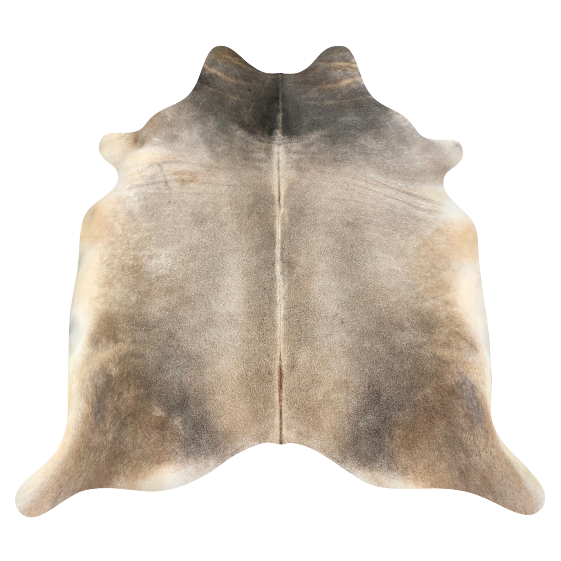 Natural Brazilian cowhide rug in Caramel, Taupe & Ivory with Exotic markings, 224 x 229 cm