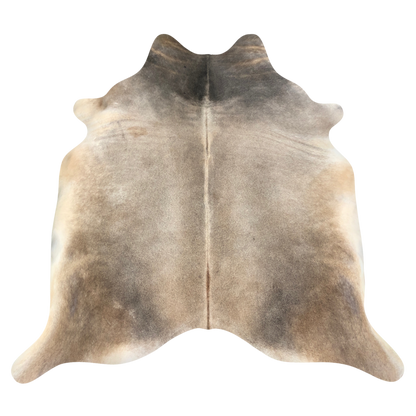 Natural Brazilian cowhide rug in Caramel, Taupe & Ivory with Exotic markings, 224 x 229 cm