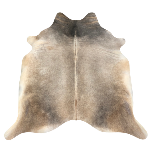 Natural Brazilian cowhide rug in Caramel, Taupe & Ivory with Exotic markings, 224 x 229 cm