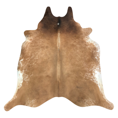 Natural Brazilian cowhide rug in Caramel, Mocha & Ivory with Exotic markings, 214 x 230 cm