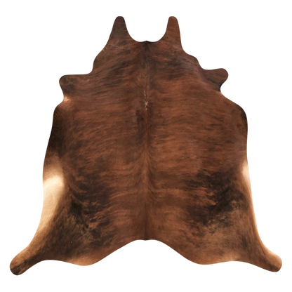 Natural Brazilian cowhide rug in Mocha, Taupe & Espresso with Brindle markings, 228 x 234 cm