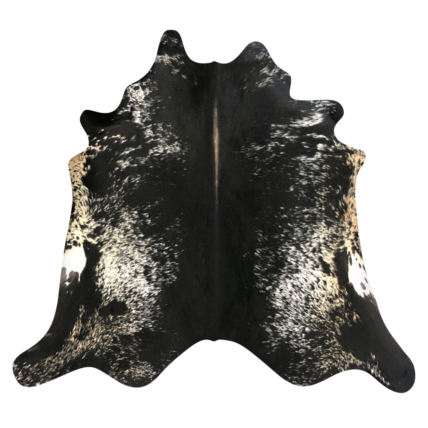 Natural Brazilian cowhide rug in Espresso, Ivory & Caramel with Exotic markings, 215 x 235 cm