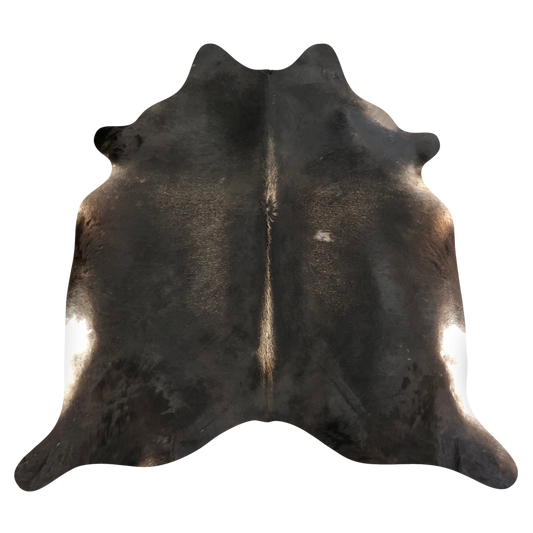 Natural Brazilian cowhide rug in Espresso, Caramel & Ivory with Exotic markings, 212 x 242 cm