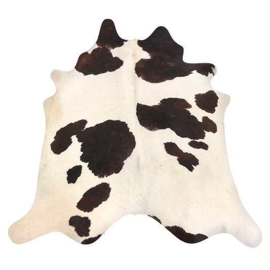Natural Brazilian cowhide rug in Ivory, Espresso & Mocha with Exotic markings, 212 x 240 cm