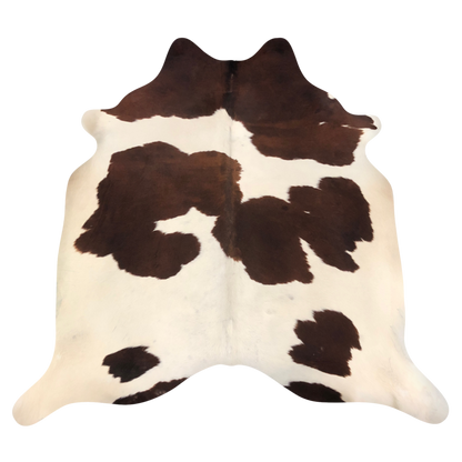 Natural Brazilian cowhide rug in Mocha & Ivory with Exotic markings, 200 x 234 cm