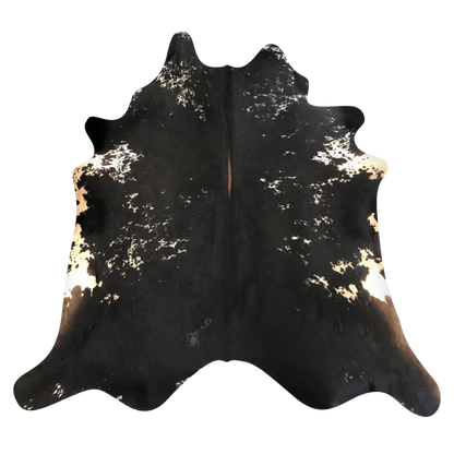 Natural Brazilian cowhide rug in Espresso, Ivory & Mocha with Exotic markings, 217 x 232 cm