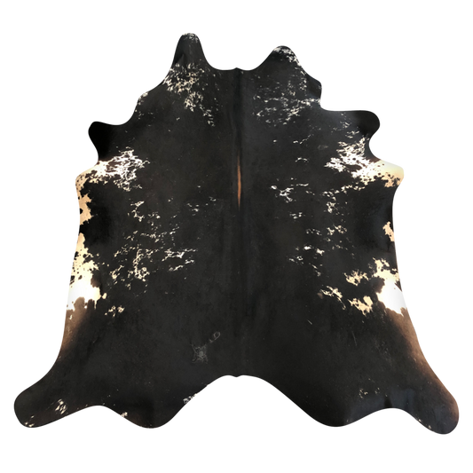 Natural Brazilian cowhide rug in Espresso, Ivory & Mocha with Exotic markings, 217 x 232 cm