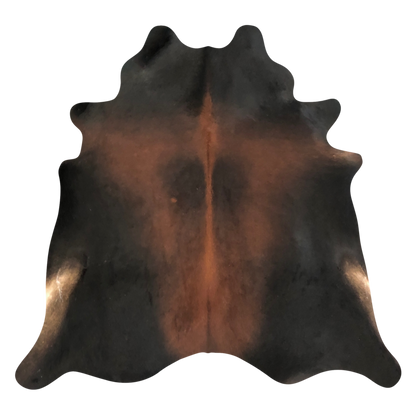 Natural Brazilian cowhide rug in Mocha, Espresso & Caramel with Exotic markings, 214 x 240 cm