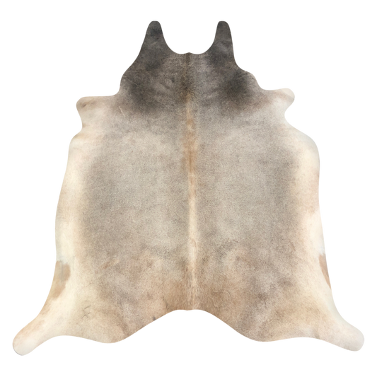 Natural Brazilian cowhide rug in Taupe & Beige with Exotic markings, 212 x 220 cm