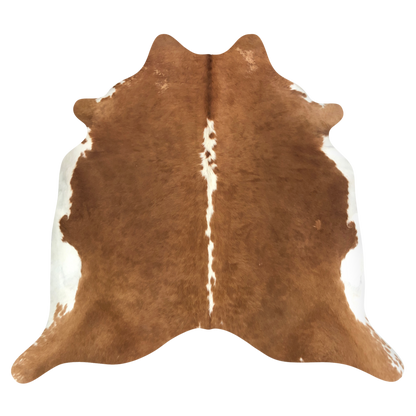 Natural Brazilian cowhide rug in Mocha & Ivory with Exotic markings, 214 x 230 cm