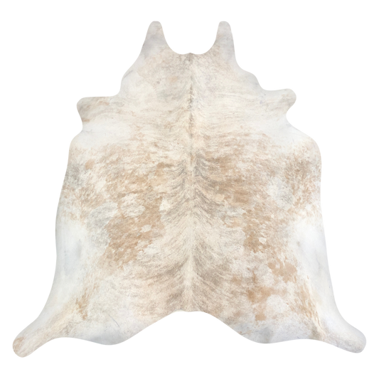 Natural Brazilian cowhide rug in Caramel, Taupe & Ivory with Brindle markings, 205 x 234 cm