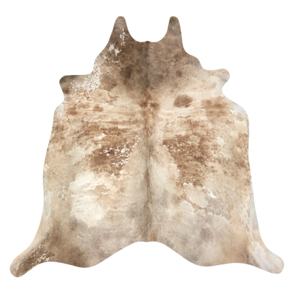 Natural Brazilian cowhide rug in Caramel & Ivory with Exotic markings, 200 x 230 cm