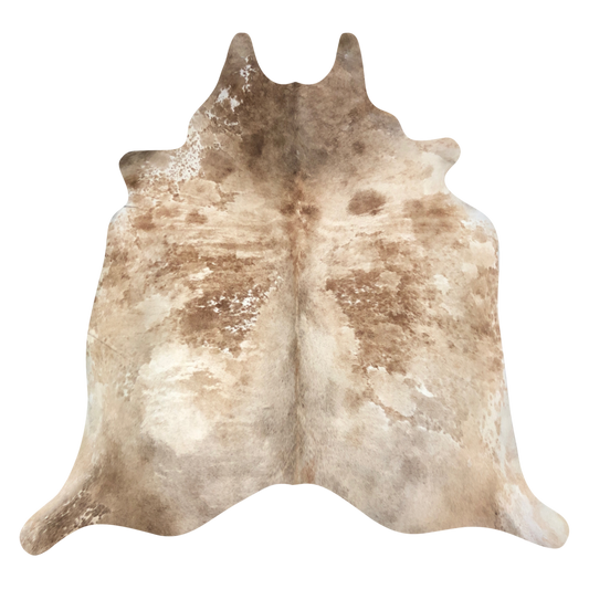 Natural Brazilian cowhide rug in Caramel & Ivory with Exotic markings, 200 x 230 cm