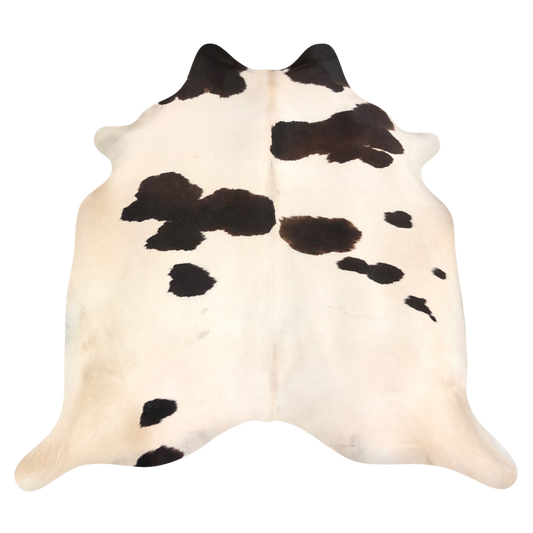 Natural Brazilian cowhide rug in Beige & Espresso with Exotic markings, 220 x 250 cm