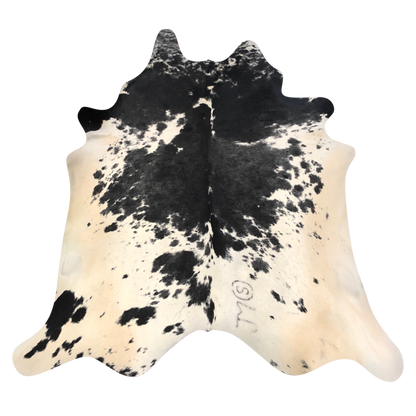 Natural Brazilian cowhide rug in Espresso, Beige & Ivory with Exotic markings, 214 x 240 cm