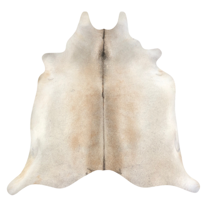 Natural Brazilian cowhide rug in Ivory & Beige with Exotic markings, 218 x 220 cm