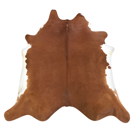 Natural Brazilian cowhide rug in Mocha & Ivory with Exotic markings, 200 x 230 cm