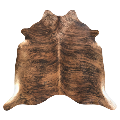 Natural Brazilian cowhide rug in Mocha, Espresso & Ivory with Brindle markings, 214 x 238 cm
