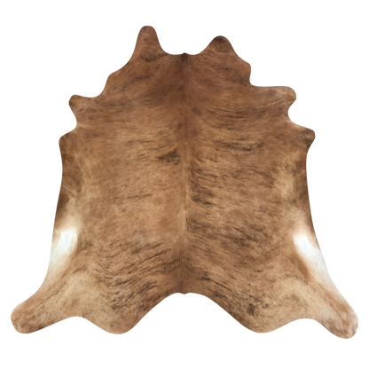 Natural Brazilian cowhide rug in Mocha, Espresso & Ivory with Brindle markings, 212 x 225 cm