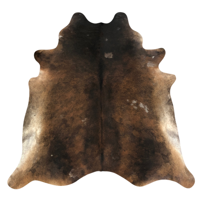 Natural Brazilian cowhide rug in Mocha, Espresso & Ivory with Exotic markings, 212 x 240 cm