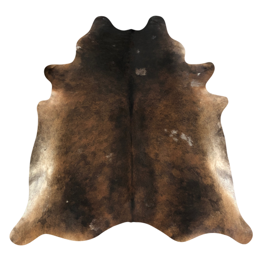 Natural Brazilian cowhide rug in Mocha, Espresso & Ivory with Exotic markings, 212 x 240 cm