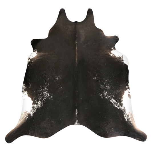 Natural Brazilian cowhide rug in Espresso & Ivory with Exotic markings, 210 x 242 cm