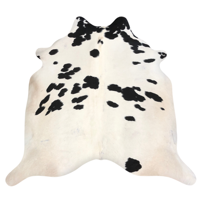 Natural Brazilian cowhide rug in Ivory & Espresso with Exotic markings, 224 x 238 cm