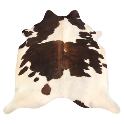 Natural Brazilian cowhide rug in Ivory, Chocolate & Mocha with Exotic markings, 222 x 230 cm