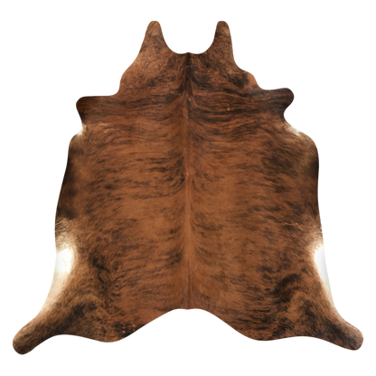 Natural Brazilian cowhide rug in Mocha, Espresso & Ivory with Brindle markings, 214 x 232 cm