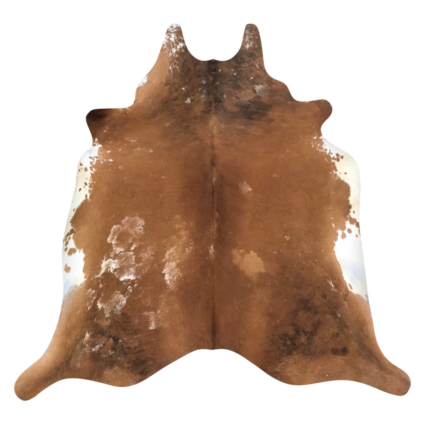 Natural Brazilian cowhide rug in Caramel, Taupe & Ivory with Exotic markings, 210 x 220 cm