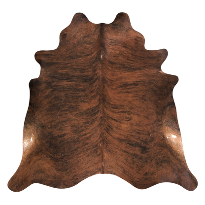 Natural Brazilian cowhide rug in Mocha, Espresso & Ivory with Brindle markings, 197 x 232 cm