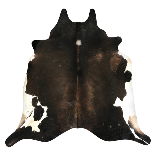 Natural Brazilian cowhide rug in Espresso, Chocolate & Ivory with Exotic markings, 190 x 235 cm