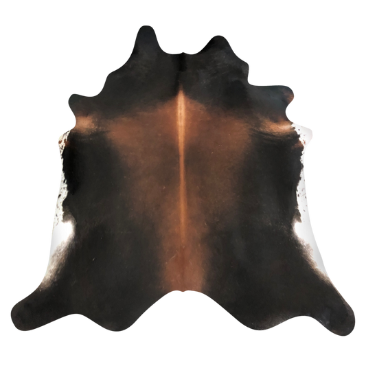 Natural Brazilian cowhide rug in Espresso, Mocha & Ivory with Exotic markings, 198 x 240 cm