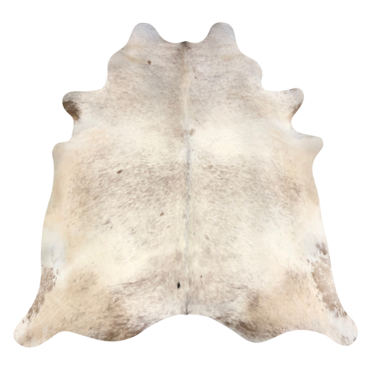 Natural Brazilian cowhide rug in Caramel, Beige & Ivory with exotic markings, 202 x 226 cm