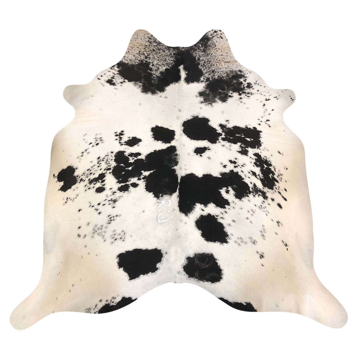 Natural Brazilian cowhide rug in Espresso & Ivory with exotic markings, 214 x 225 cm