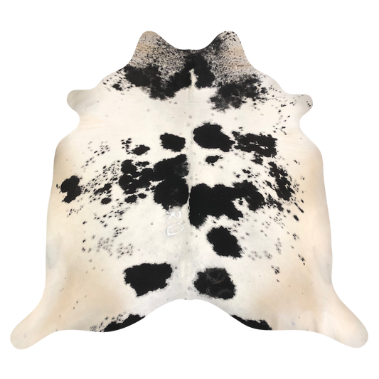 Natural Brazilian cowhide rug in Espresso & Ivory with exotic markings, 214 x 225 cm