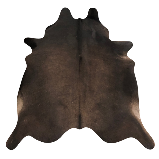 Natural Brazilian cowhide rug in Chocolate with a solid, even tone, 192 x 232 cm